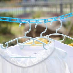 3 stuks waslijn 8 m antislip en winddicht nylon waslijn draagbare waslijn met 2 stuks roestvrijstalen haken hek-achtige touw waslijn voor opknoping kleding buiten (3 kleuren) (blauw) — thumbnail 4