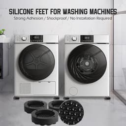 Trillingsdempers wasmachine - Wasmachine pootjes - Antivibratie pads - Witgoed accessoires - Geluidsdemper - Wasmachine verhoger - Anti slip mat - Droger accessoires - Trillingsdemper - Vloerbescherming - Demper wasmachine - Zwart - 4 stuks — thumbnail 3