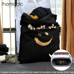 Pack of 2 Laundry Bags with Drawstring for Travel Home RIP Stop Laundry Bag Smiley Design 66 x 96 cm Black/Silver - ShopVlot — thumbnail 3