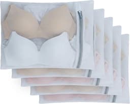 Wasnetjes met ritssluiting - Wit - Set van 5 - Mesh waszakken voor delicate kleding - Voor sokken, beha's en ondergoed — thumbnail 1