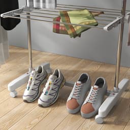 COVREO Droogtoren 142 x 55 x 152 cm - inklapbaar, 3 niveaus, met wielen, wit staal — thumbnail 3