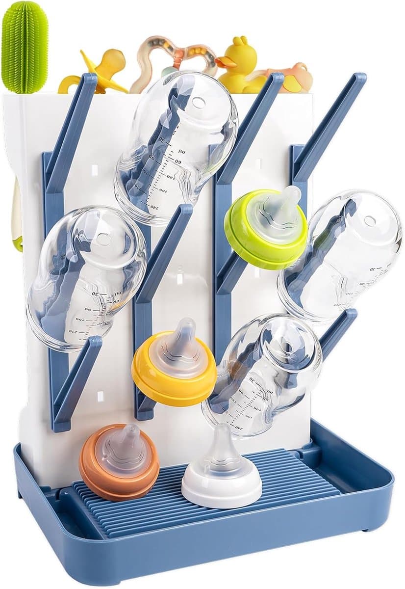 Droogrek voor babyflesjes - verticale flessen - ruimtebesparend - ideaal voor fopspenen en babyaccessoires - SnelShoppen — afbeelding 1