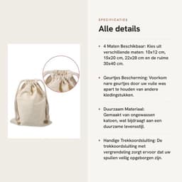 Waszak Groot - Waszakken voor Wasgoed - Opbergtas - Opbergbak - Opbergzakken Kleding - Milieuvriendelijk Katoen - 30 x 40 cm - Opbergzak — thumbnail 3