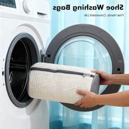 2-in-1 Waszak voor Schoenen, Herbruikbare Waszak voor de Wasmachine met Rits, 360° Reiniging voor Sneakers en Sportschoenen, Wit — thumbnail 5