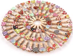 Mini wasknijpers 100 stuks - Houten clips met hartjes - Schattig en kleurrijk - Perfect voor knutselen - ShopVlot — thumbnail 1