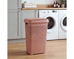 Kunststof wasmand met deksel 70 liter Five® - Terracotta - Met deksel