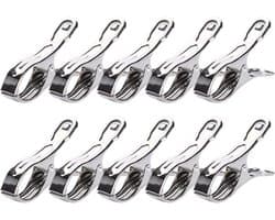 Handdoekclip, RVS strandhanddoekharingen kleding grote winddichte clips houden uw handdoek tegen wegblazen (10 stuks 8,9 * 0,4 * 1,8 cm)