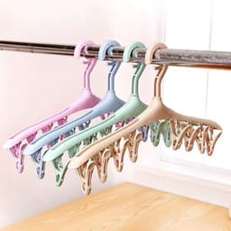 4 Stuks Kleurrijke Sokkendroogrekken - Per Stuk 8 Knijpers - Blauw Groen Paars Geel - Windbestendige Plastic Washanger - Voor Sokken BH Ondergoed — thumbnail 1