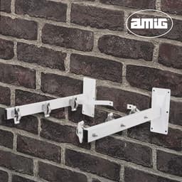 - Zijwand Wasrek Mod. 3 - Wasdroger met 2 armen en 6 roestvrijstalen katrollen - Voor 3 lijnen - Staal met epoxycoating - Voor buitengebruik - 450 mm - Met bevestigingsaccessoires - Kleur wit — thumbnail 5