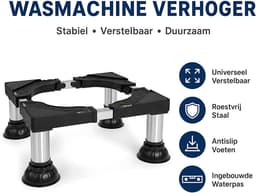 Verstelbare wasmachineverhoger - 40-65 x 40-65 x 21-24 cm - onderstel met 4 antislipvoeten en waterpas voor wasmachine en mini-koelkast - zwart — thumbnail 4
