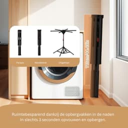 ApexArte® Droogmolen met Voet voor Camping & Thuis - Wasrek Staand - Droogrek Inklapbaar — thumbnail 5