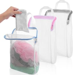 3D mesh waszakken 3-pack - duurzame rits waszakken - transparant met ophanglussen - ideaal voor delicate was - SnelShoppen — thumbnail 1