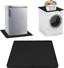 QIN® Lekbak Wasmachine - Lekbak - Anti Trillingsmat Wasmachine - Lekbak Wasmachine - Lekbak Wasmachine Universeel - Zwart - 60cm x 60cm x 2cm — thumbnail 1