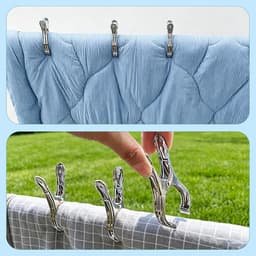 Wasknijpers van roestvrij staal, 9 cm, grote wasknijper, metaal, geschikt voor strandstoelen, dikke dekbedden, kleding en lakens, wasknijpers — thumbnail 5