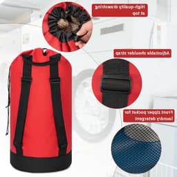 Grote Waterdichte Waszak van 90 Liter, Vouwbare Wasverzamelaar met Verstelbare Schouderbanden, Ideaal voor Thuis, College en Sportactiviteiten — thumbnail 3