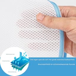 Wäschenetz Set - BH Netzen voor Wasmachine - 4 Stuks 28x18 cm - Rits en Honeycomb Design - Voor Ondergoed en Reizen - Wit met Blauwe Rand — thumbnail 5