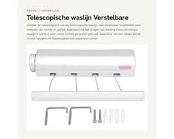 Dailygoods- Waslijn Telescopisch - Verstelbaar - Intrekbaar - Draagbaar - Voor Binnen/Buiten - Belastbaar tot 8 kg - Kledingdroger
