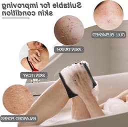 Langwerpige badspons met knopen, Afrikaanse wasnet, exfoliërende douche, rugschrobber, huidverzachter, rekbaar tot 160 cm (Zwart) - Perfect voor een grondige reiniging en verzorging van de huid. — thumbnail 2