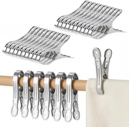 SnelShoppen - Pack van 20 Grote Strandhanddoek Clips - RVS Kledingknijpers voor Beddegoed - Multifunctionele Drogen Clips voor Camping, Tuin en Feest — thumbnail 1