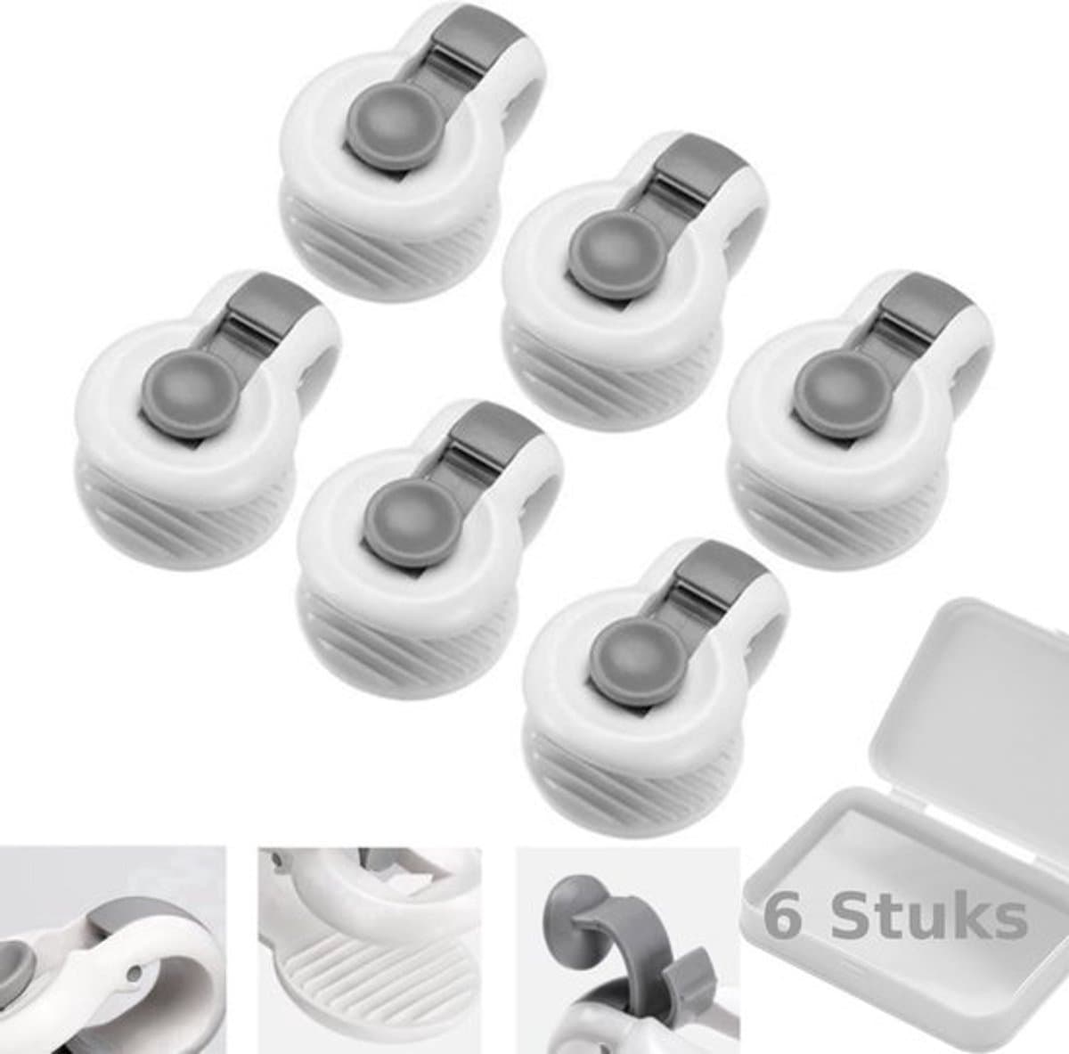 Stevige Dekbed clips - Dekbedclips - Dekbed Knijpers - Clip Dekbedovertrek - 6 stuks - Wit / Grijs — afbeelding 1