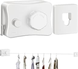 Intrekbare Waslijn - Opvouwbaar Droogsysteem - Kleding Drogen - Roestvrijstalen Draad - 5.1 Meter - Meerkleurig — thumbnail 3