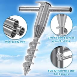 Parasolhouder voor balkon - Stijl B-Pijphandvat - Metalen grondanker voor parasols 3-5 cm stang - Duurzame strand- en tuinhouder — thumbnail 5