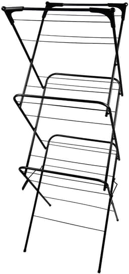 PIPIPOXER- Wasrek Inklapbaar-Droogrek-Droogtoren voor Binnen-Wastoren-3 Verdiepingen- Compact Opvouwbaar-75x49x170 CM-Ecologisch Was Drogen -Zwart — thumbnail 1