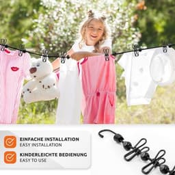 Portable reisdrooglijn met knijpers voor buitengebruik - 2x set elastische waslijn — thumbnail 2