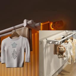 Radiatordroogrek Met Dubbele Stangen - Hittebestendig Tot 120 °C Zwaar Uitgevoerd - Geschikt Voor Paneel- En Schijfradiatoren - Wandmontage Energiebesparend - Lengte 50 cm — thumbnail 5