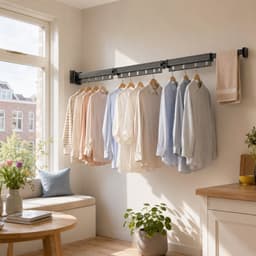 YQLAFT droogrek inklapbaar - droogrek 126cm - wasrek inklapbaar - 180° draaibare armen en 360° verstelbare scharnieren - Ideaal voor kleine woningen - droogrek hangend - Wasrek hangend - wanddroogrek - Kledingrek - Grijs — thumbnail 2