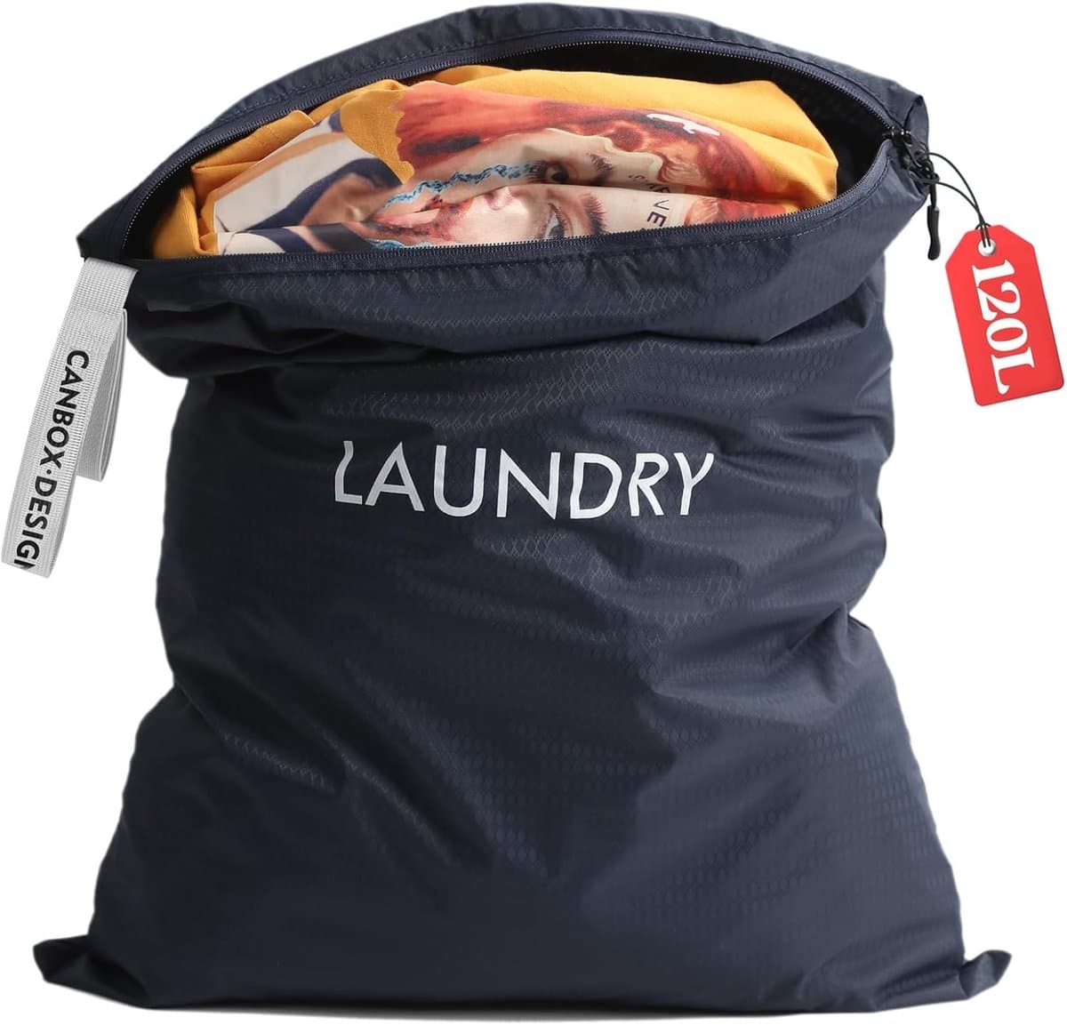 Extra grote waszak 60 x 90 cm, reiswaszak voor vuile kleding, nylon opbergzak voor studenten, camping en caravan — afbeelding 1