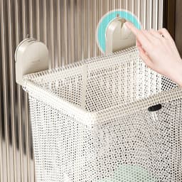 Wassorteerder - heupwasmand - opbouwbare opbergmanden - Badkameropbergmanden - Opbergmanden van gaas - Wasmanden van gaas - opbergmanden badkamer - Hangende opbergmanden - 27.8x20.5x45cm - Geschikt voor badkamers slaapkamers en appartementen — thumbnail 5