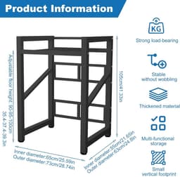 Wasmachine Onderstel - Stellingkast - Ruimte Besparen - Verstelbare Hoogte - 118 cm Lengte - Wit — thumbnail 5