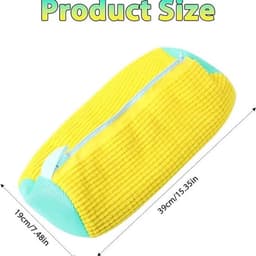 Schoenwaszak voor wasmachine, 2 stuks, dikke schoenwaszak, 360 graden reiniging, herbruikbare waszak met ritssluiting, schoenen, waszak voor netschoenen, sneakers, 39 x 19 cm, geel — thumbnail 2