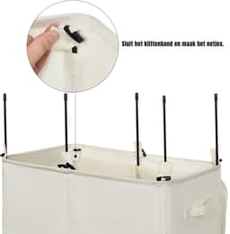 Ploutos® Wasmand 2 Vakken - 154L - Wasmand - Wassorteerder - Wit – 63cm x 37cm x 69cm — thumbnail 2