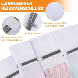 10 stuks wasnet voor wasmachine, waszak in 4 maten | Fijn- en grofmazige waszak, beschermt kleding, robuuste ritssluiting, herbruikbaar, wasbaar en geschikt voor de droger — thumbnail 4