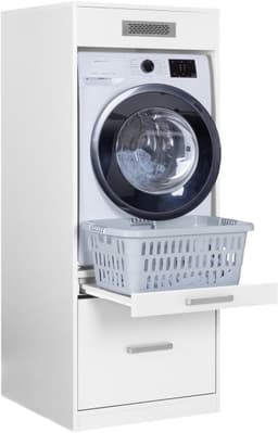 Interlink Lifestyle Studio Flow wasmachinekast met uittrekbaar werkblad - Wit - 67 x 68 x 164 cm — thumbnail 1