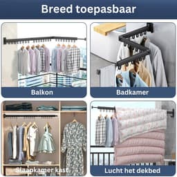 MKSS® Wanddroogrek - Droogrek Inklapbaar - Wasrek - Droogtoren - Droogrekken - Droogmolen - Zwart — thumbnail 4