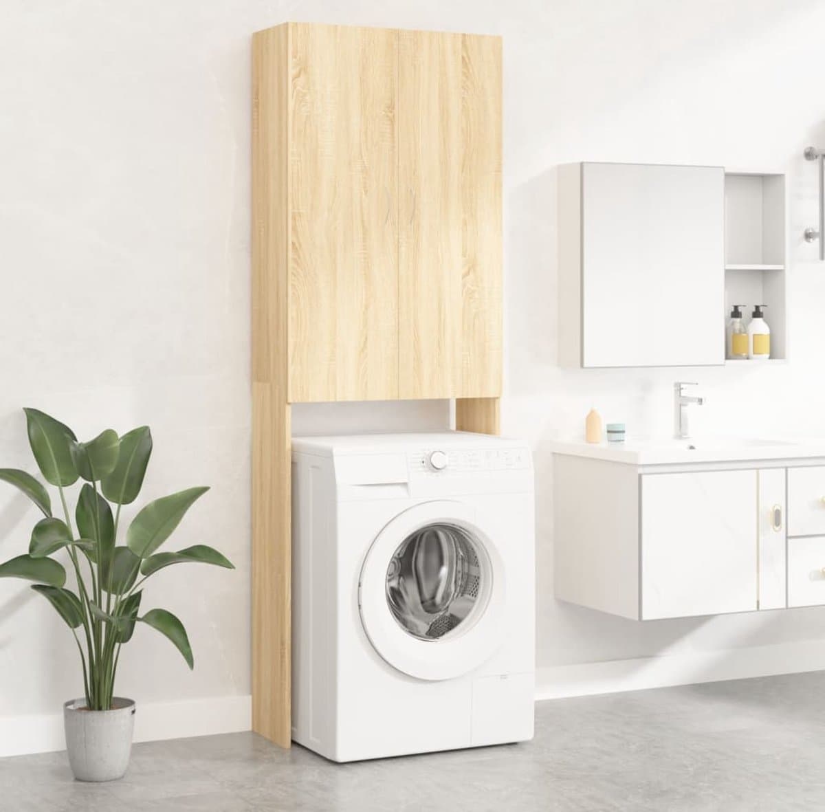 Wasmachine ombouw - Kast - Opbouwmeubel - Verhoger - Wasmachine meubel - Opbergkast - Hout - Sonoma eiken — afbeelding 1