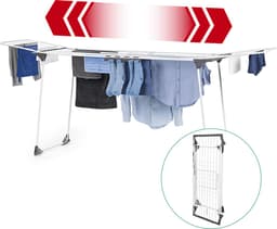 EASYmaxx Opvouwbaar Droogrek 2500 – XXL Telescopisch Droogrek met 25 m Drooglengte, Uitschuifbaar tot 260 cm, met Wieltjes, Voor Binnen- en Buitendrogen — thumbnail 1