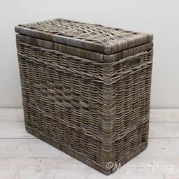 Wasmand duo met sorteervakken-67x35xH65-Riet-Rotan — thumbnail 1