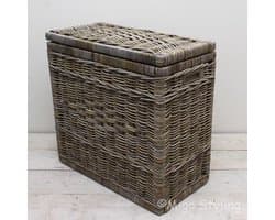 Wasmand duo met sorteervakken-67x35xH65-Riet-Rotan