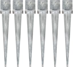 vidaXL - Grondpinnen - 6 - st - 14x14x91 - cm - gegalvaniseerd - staal - zilverkleurig — thumbnail 1