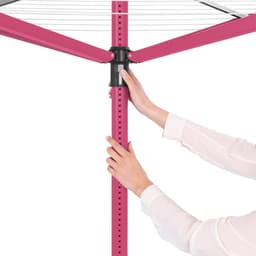 Brabantia Lift-O-Matic Droogmolen - met Metalen Grondanker, Beschermhoes, Wasknijpertasje en Wasknijpers - 50 m - Spring Pink — thumbnail 4