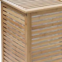 5Five Wasmand Bamboe hout - Met waszak - 65 liter - 40 x 38 x 58 cm - lichtbruin - met deksel — thumbnail 3