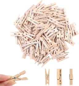100 Mini Houten Wasknijpers 30mm - Decoratieve Klemmetjes voor Fotowand en Knutselen — thumbnail 1