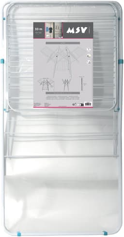 MSV Accordeon Wasrek Droger - Opvouwbaar Droogrek - 33m Drooglengte - Staal - 130x66x106cm - Wit — thumbnail 2