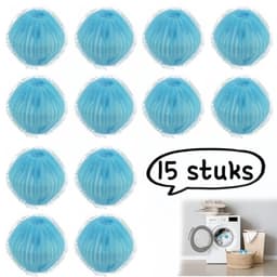 15-delige set haarverwijderaars - Nylon magische pluizenballen voor voorladers - Pluis- en vuilverwijderende wasballen - Anti-klit pluizenballen - Lichtblauw — thumbnail 1