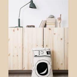 Waszak - Wasgoed Opbergtas met Trekkoord - Badkamer Was Zak - Laundry Bag - wit-zwart -met Wasmachine Print- 65 x 47 cm — thumbnail 2
