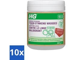 10 x HG Eco Wasmiddeltoevoeging tegen Stinkend Wasgoed 500 gr - Wasmiddeltoevoeging - Stankmoleculen Verwijderen - Fris Wasgoed - Milieuvriendelijk - Geurverfrisser